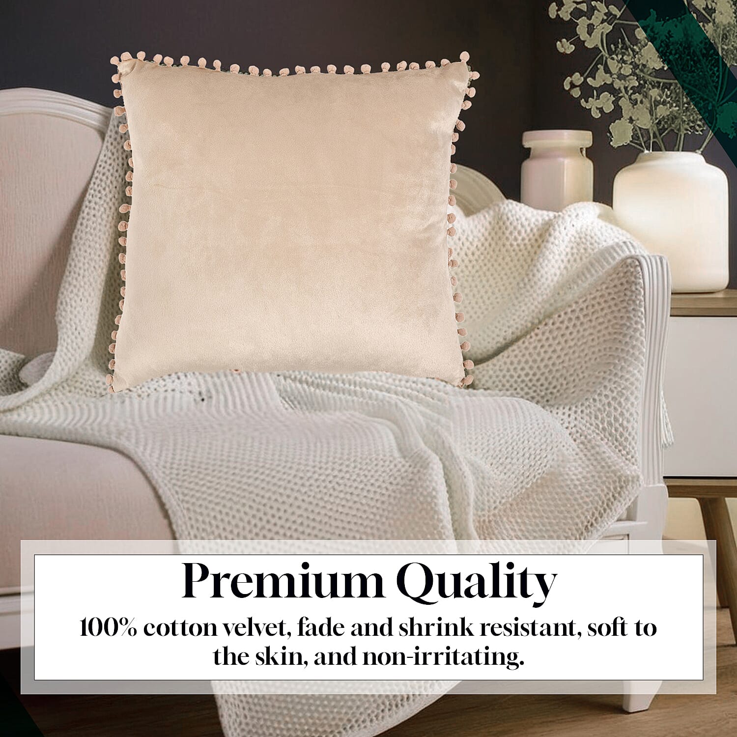 Solid Cushion Cover (Size 45x1 ) - Ivory