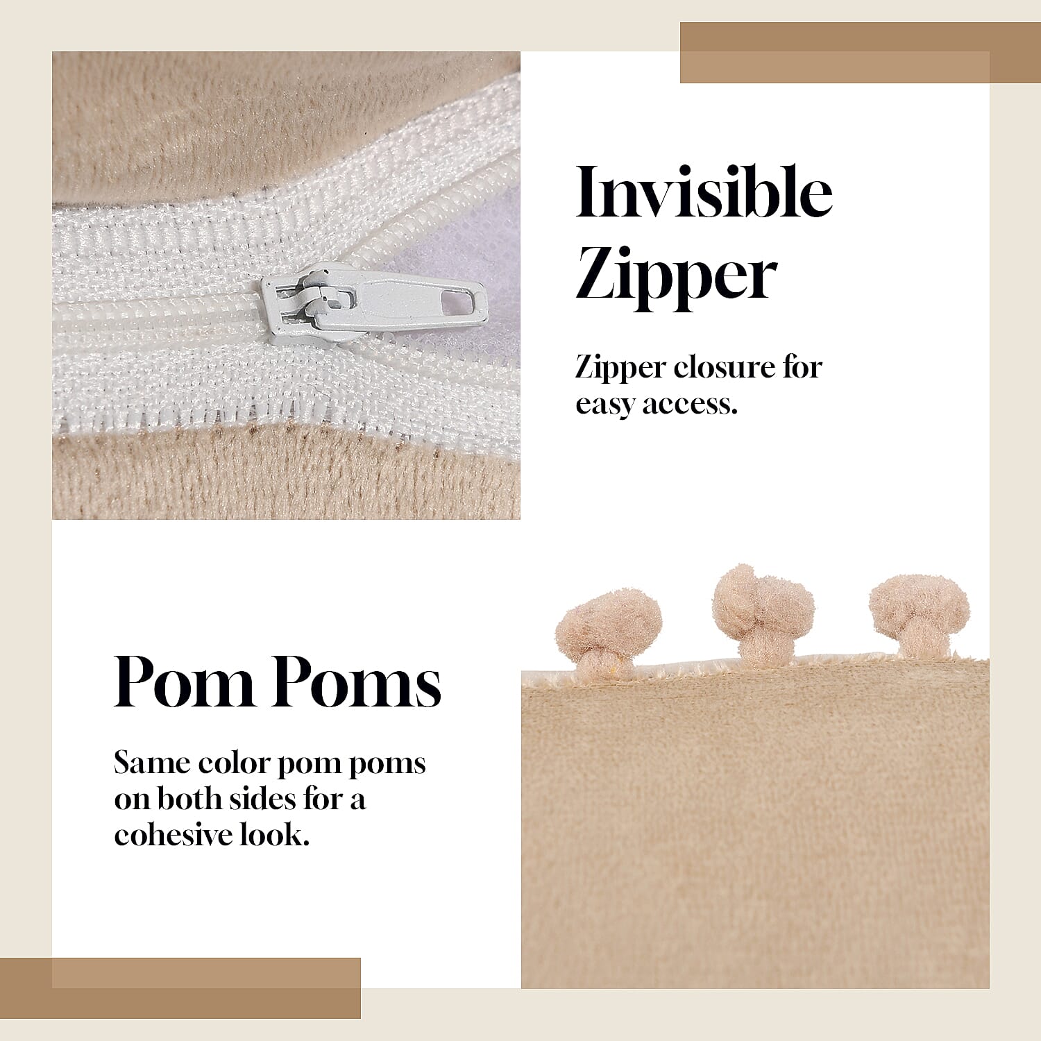 Solid Cushion Cover (Size 45x1 ) - Ivory