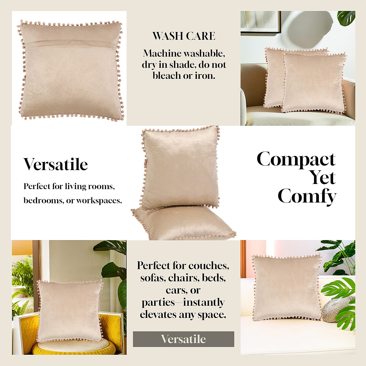 Solid Cushion Cover (Size 45x1 ) - Ivory