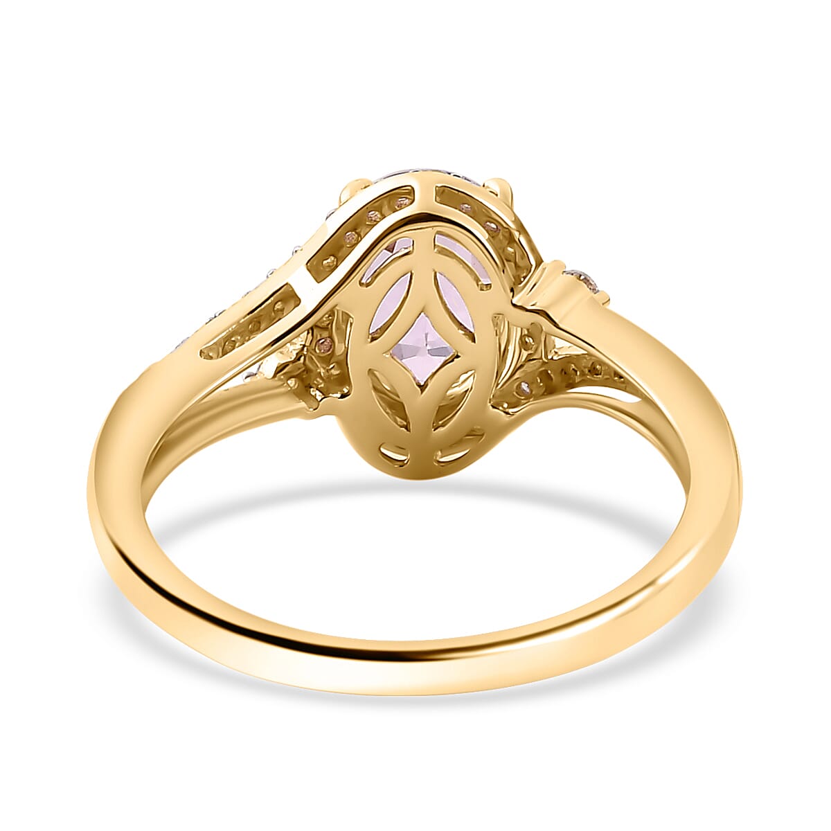 9K Yellow Gold AA Kunzite & Moissanite 1.88 Ct.