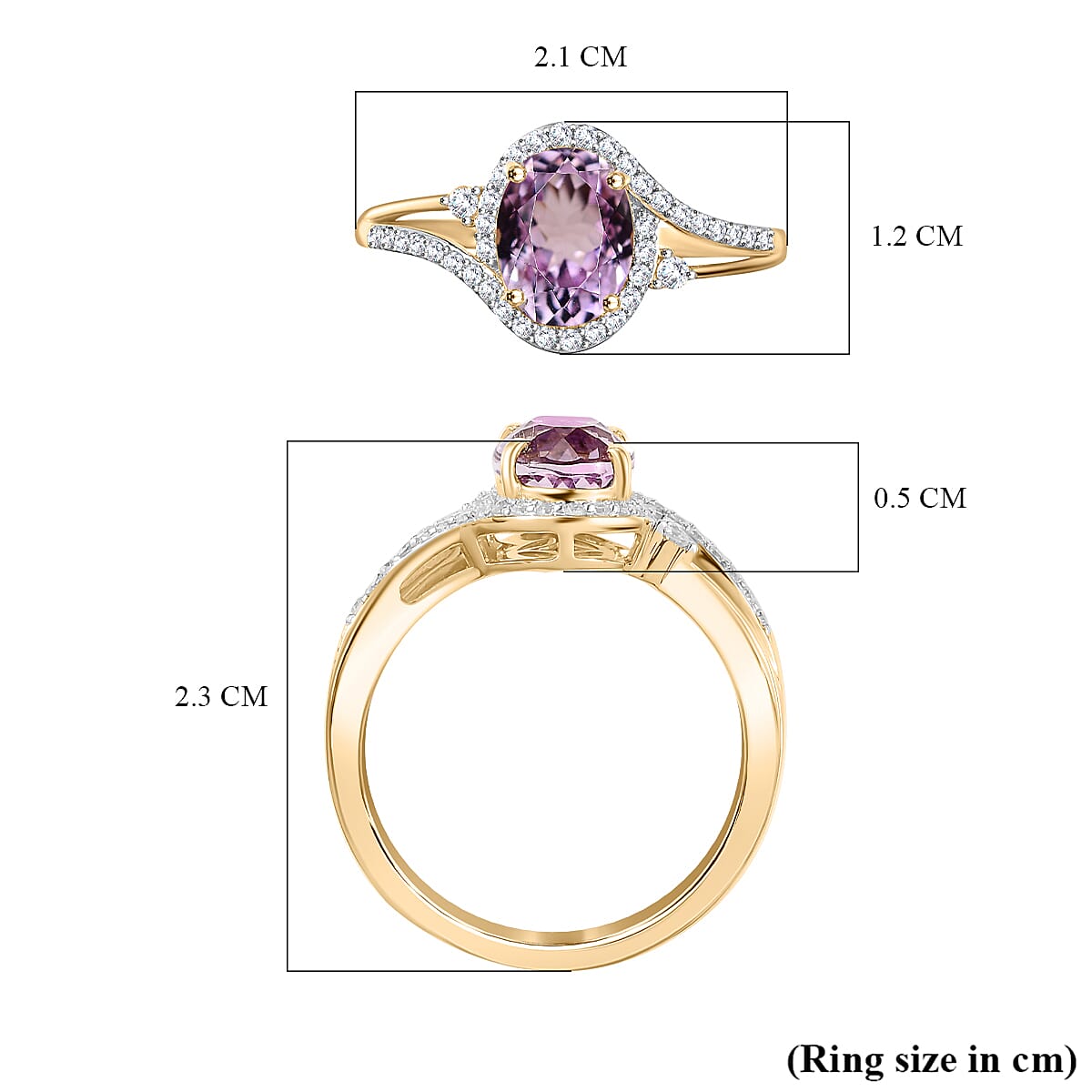 9K Yellow Gold AA Kunzite & Moissanite 1.88 Ct.