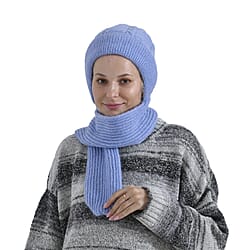 Solid Beanie Cap and Scarf Set - Beige