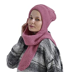 Solid Beanie Cap and Scarf Set - Beige