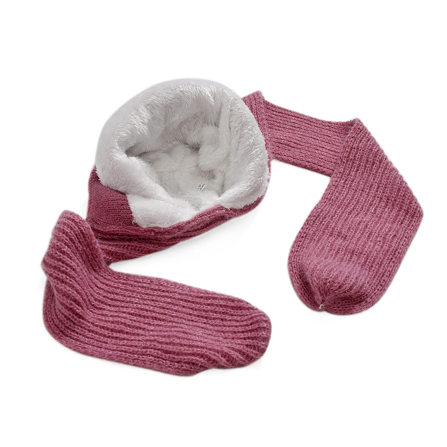 Winters Must Buy - Solid Beanie Cozy Cap and Scarf Set - Pink