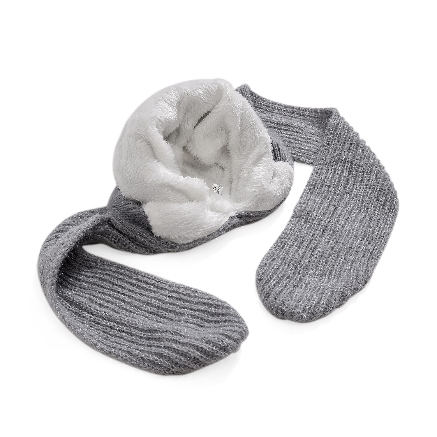 Winters Must Buy - Solid Beanie Cozy Cap and Scarf Set - Grey