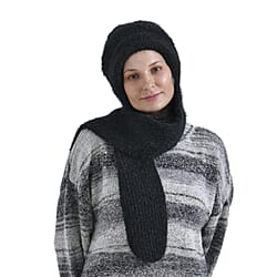 Solid Beanie Cap and Scarf Set - Beige