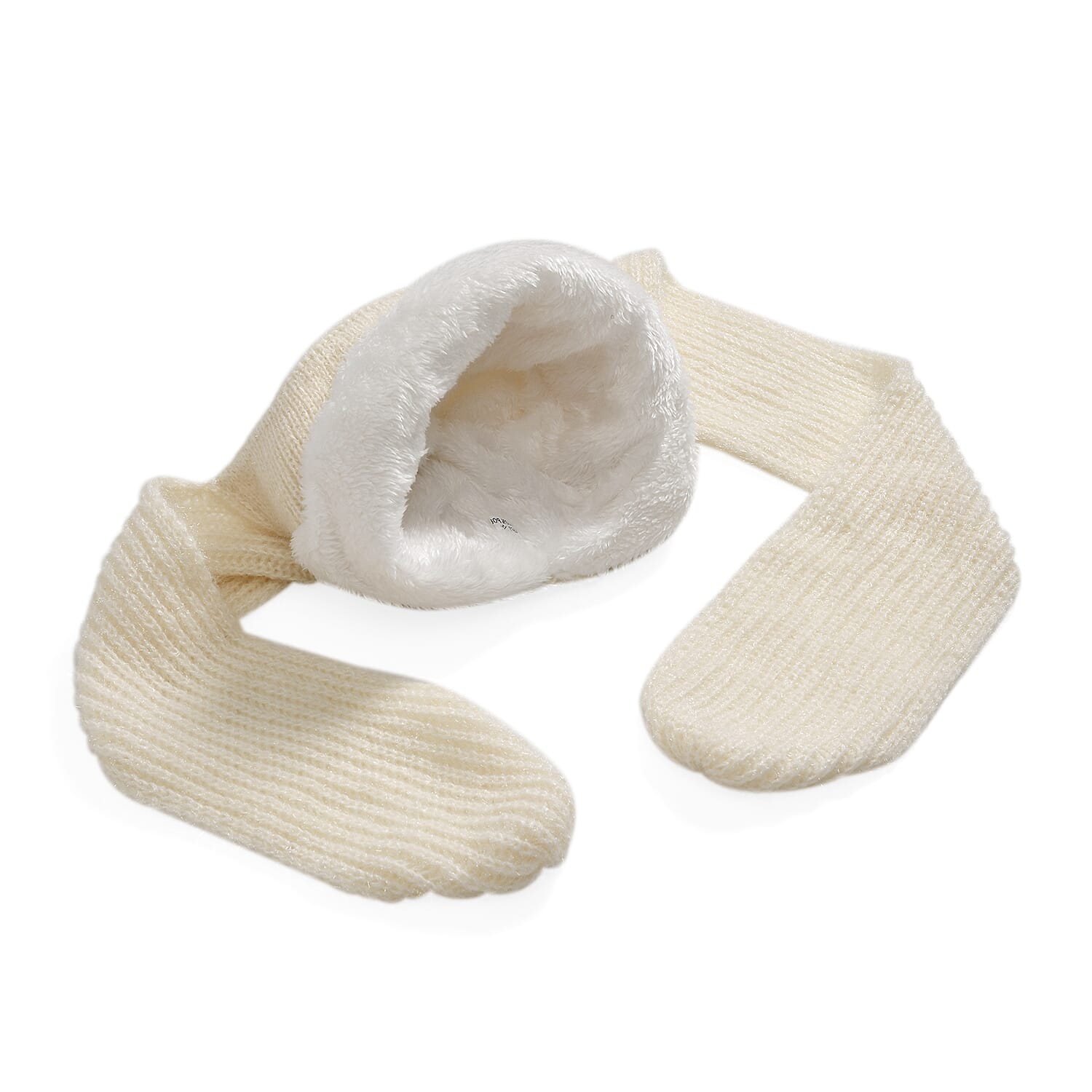 Solid Beanie Cap and Scarf Set - Beige
