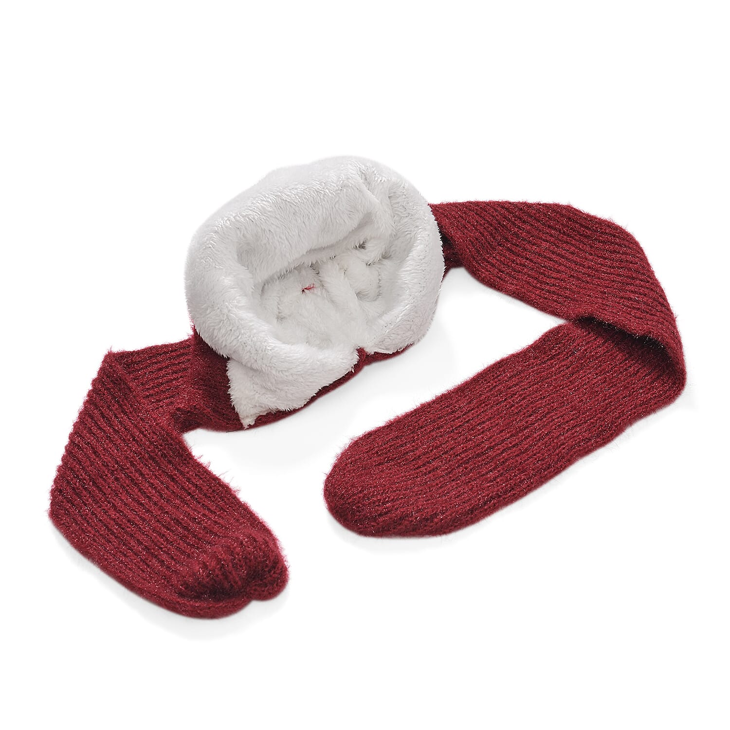 Winters Must Buy - Solid Beanie Cozy Cap and Scarf Set - Red