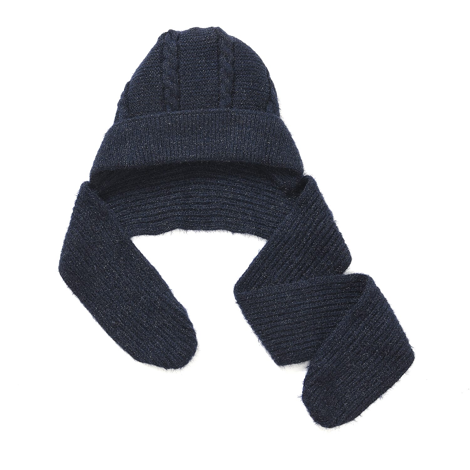 Winters Must Buy - Solid Beanie Cozy Cap and Scarf Set - Navy