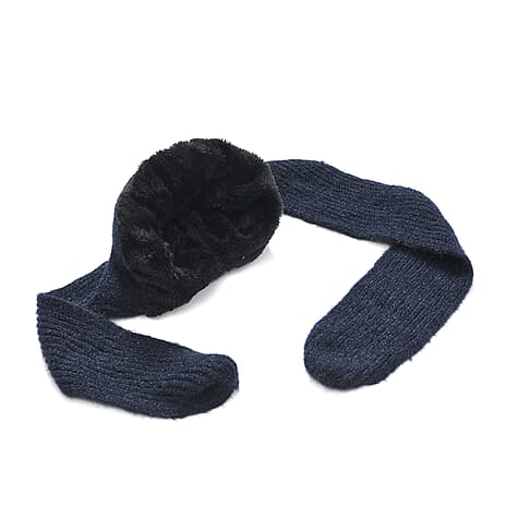 Winters Must Buy - Solid Beanie Cozy Cap and Scarf Set - Navy