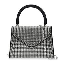Crystal Embellished Handheld Bag with Sling Strap