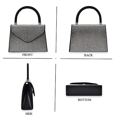 Crystal Patterned Clutch (Size 20x6x14 cm) - Black & White