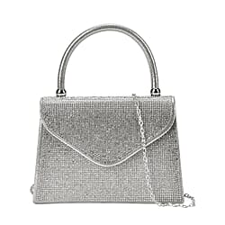 Crystal Embellished Handheld Bag with Sling Strap