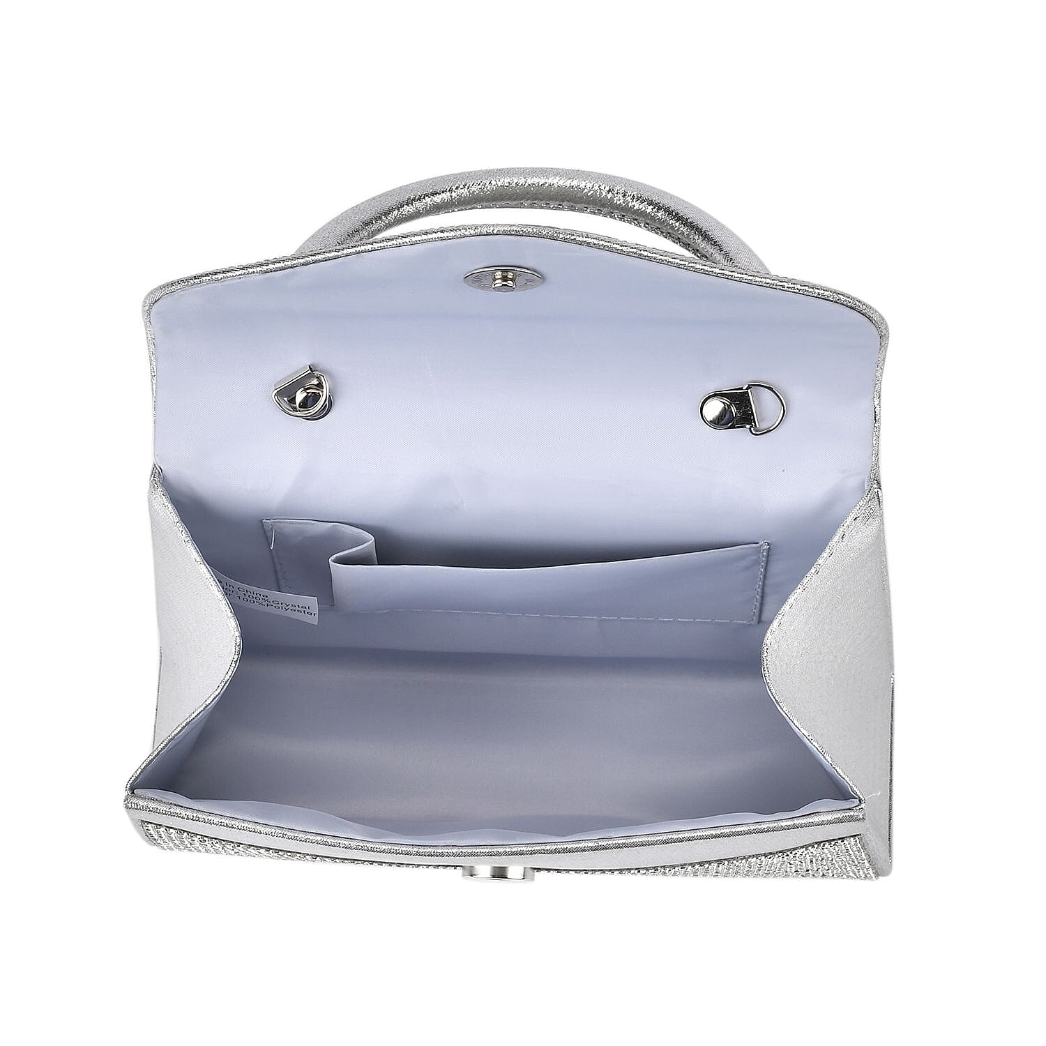 Crystal Patterned Clutch (Size 20x6x14 cm) - Silver & White Crystal Patterned Clutch (Size 20x6x14 cm) - Silver & White