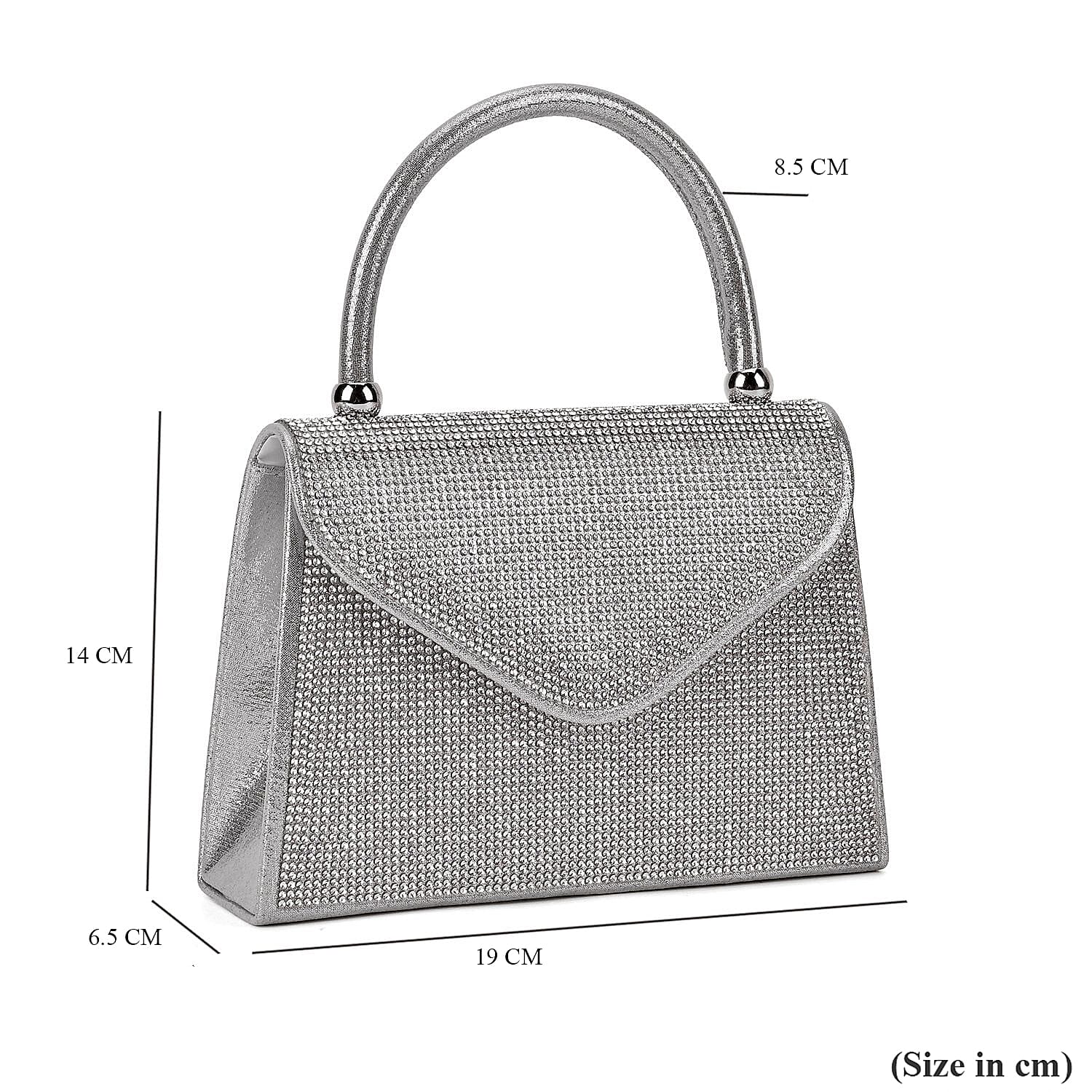 Crystal Patterned Clutch (Size 20x6x14 cm) - Silver & White Crystal Patterned Clutch (Size 20x6x14 cm) - Silver & White