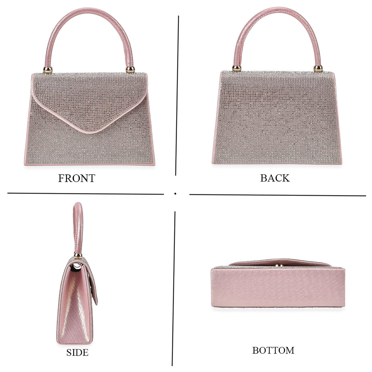 Crystal Patterned Clutch (Size 20x6x14 cm) - Pink & White