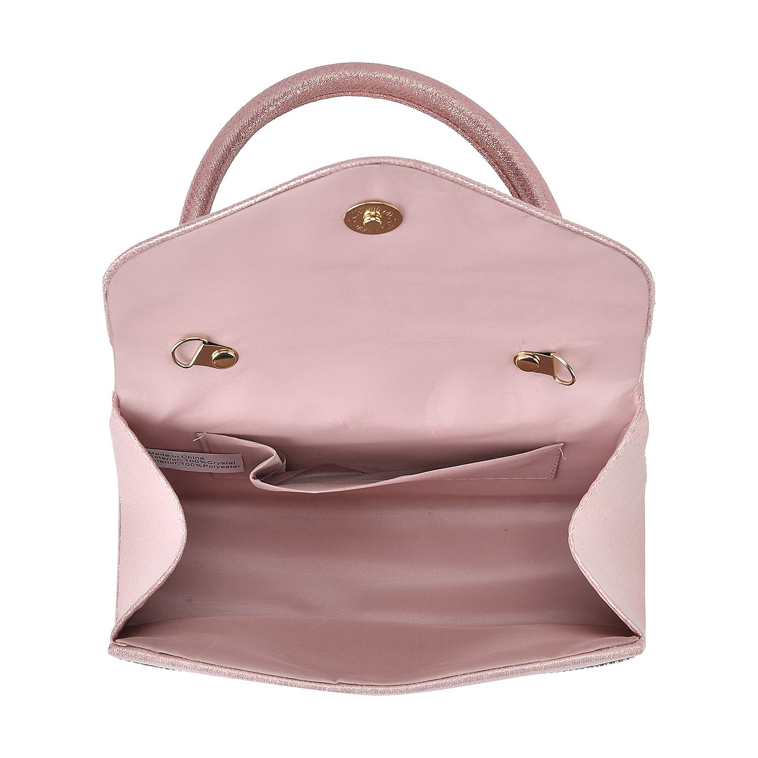 Crystal Patterned Clutch (Size 20x6x14 cm) - Pink & White