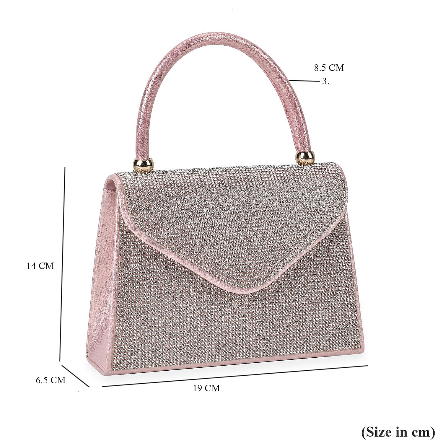 Crystal Patterned Clutch (Size 20x6x14 cm) - Pink & White