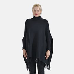 La Marey High Tie Tassel Poncho - One Size