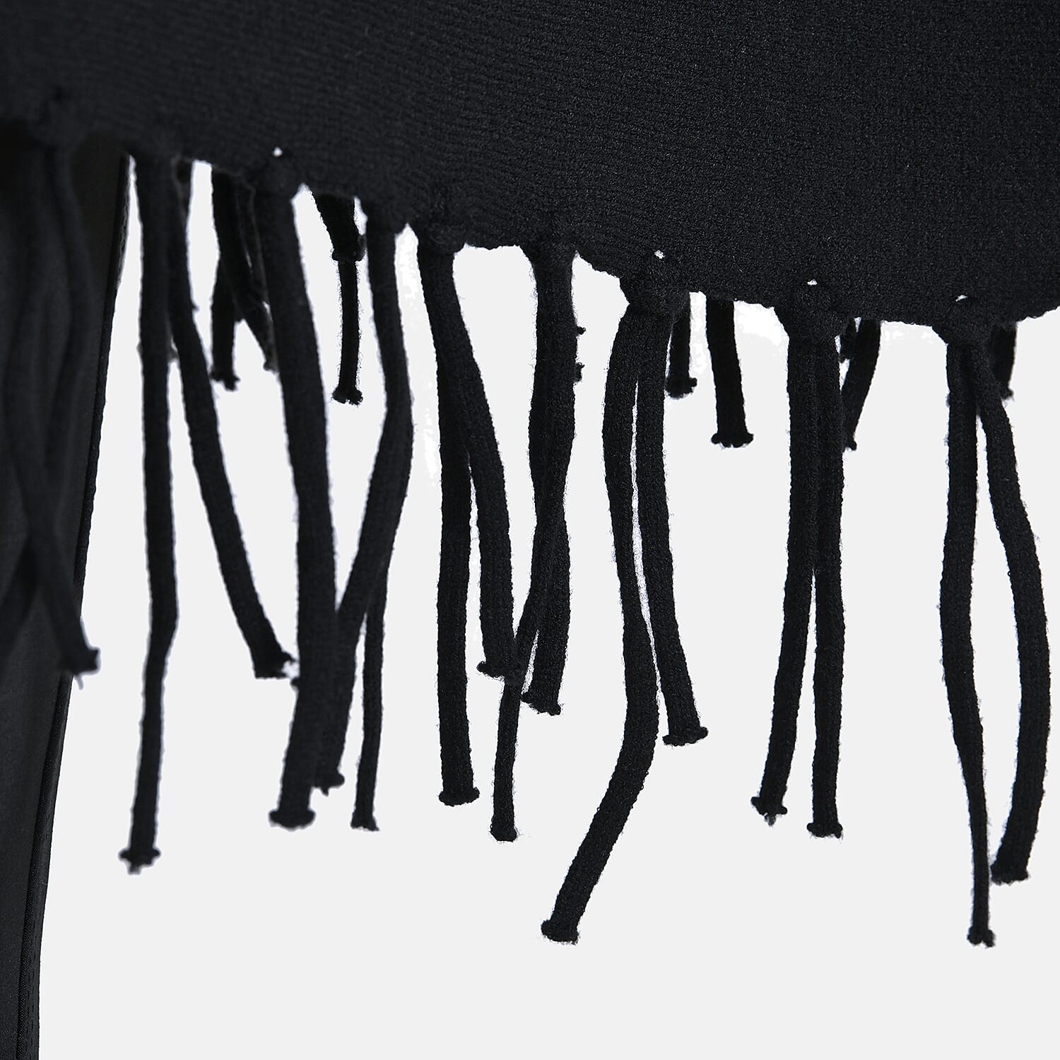 La Marey High Tie Tassel Poncho (One Size) - Black