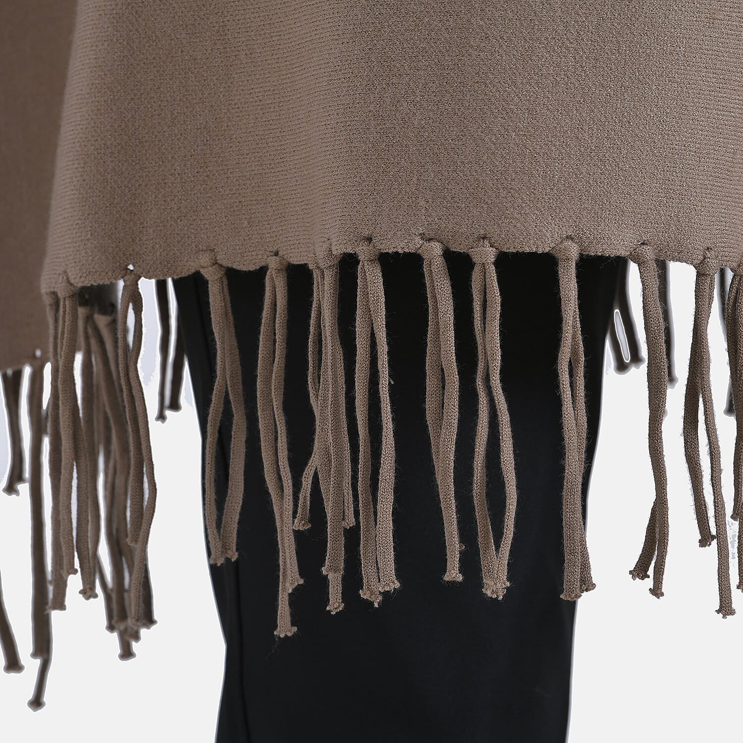 La Marey High Tie Tassel Poncho (One Size) - Camel