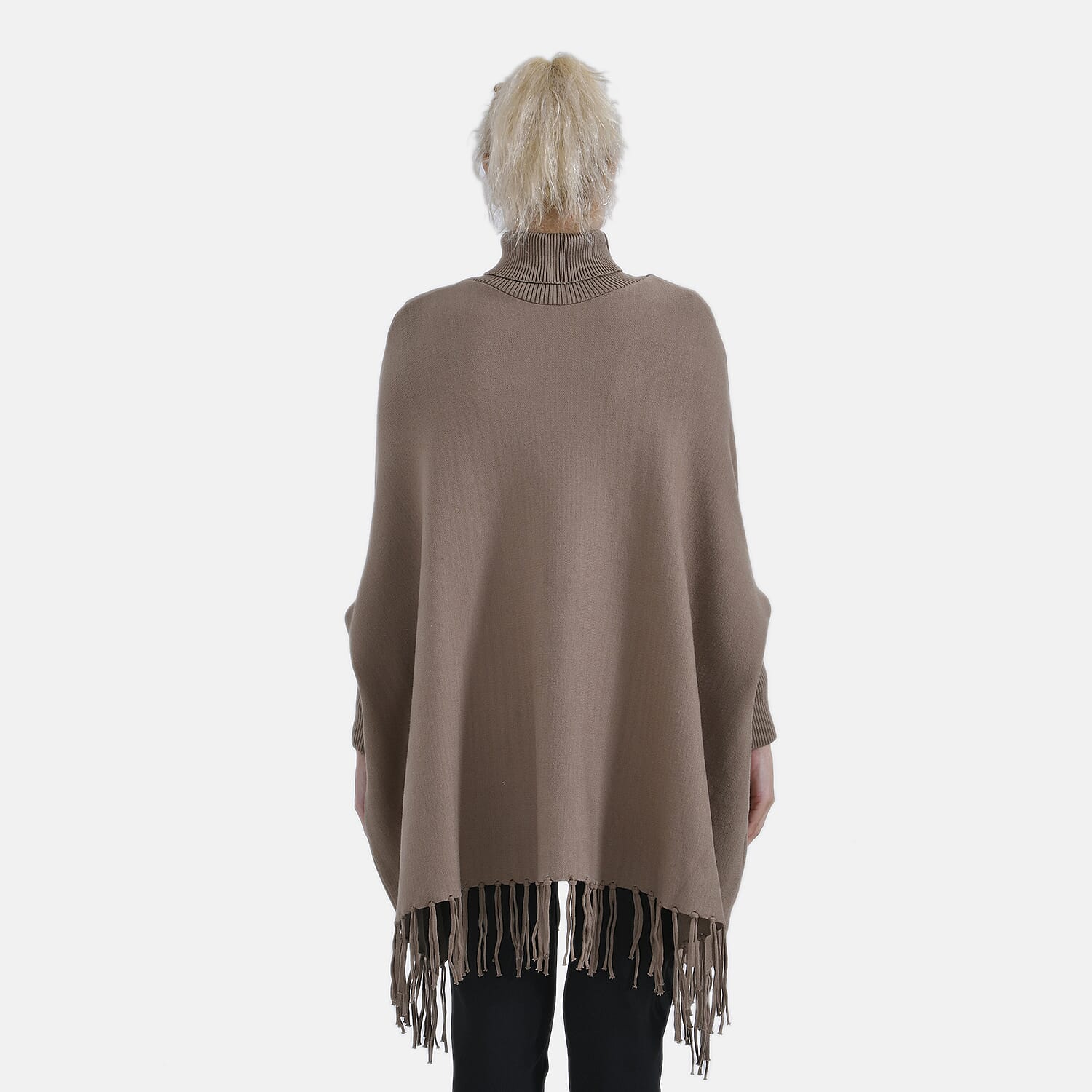 La Marey High Tie Tassel Poncho (One Size) - Camel