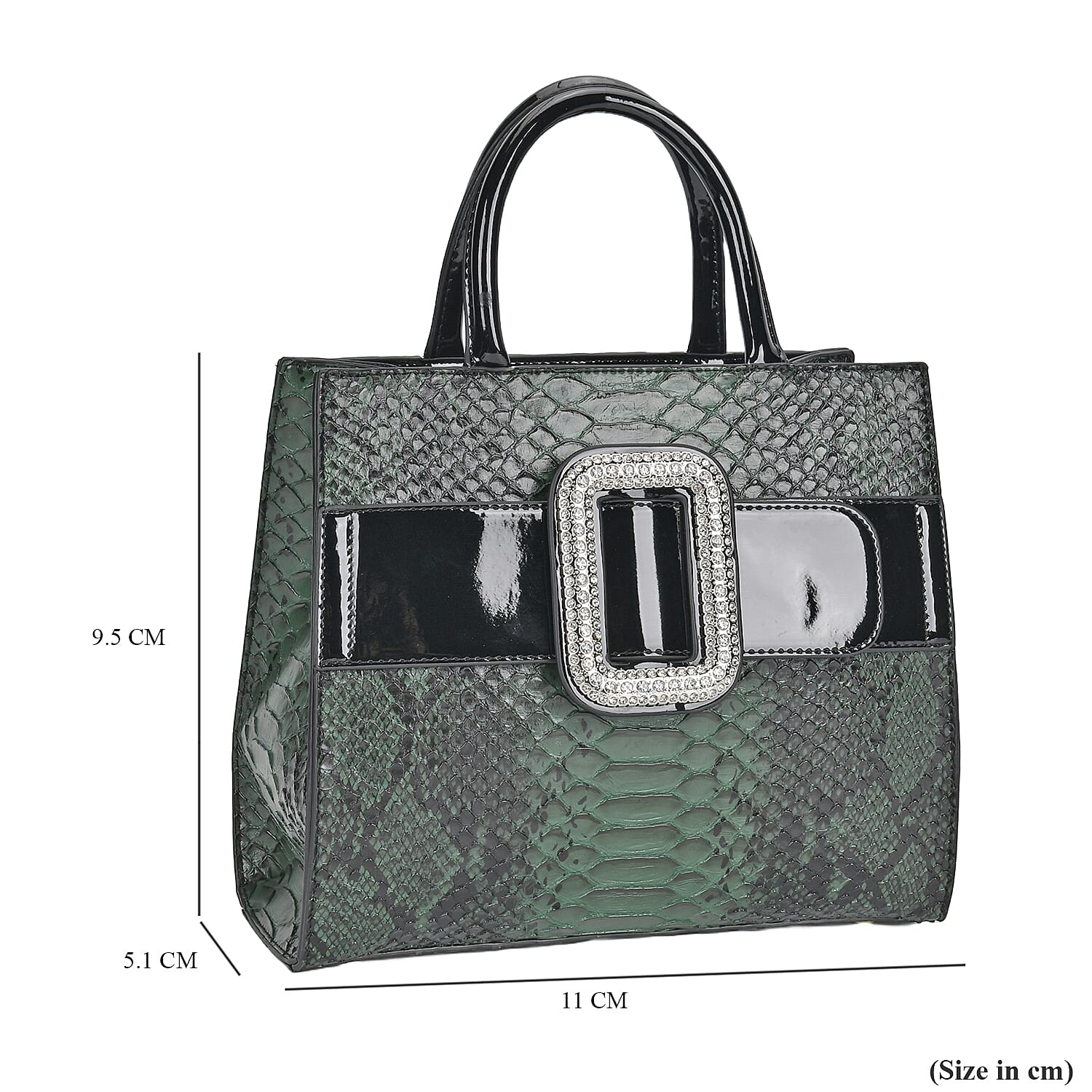 Leatherette Snake Skin Pattern Crossbody Bag - Green - Black Leatherette Snake Skin Pattern Crossbody Bag - Green - Black