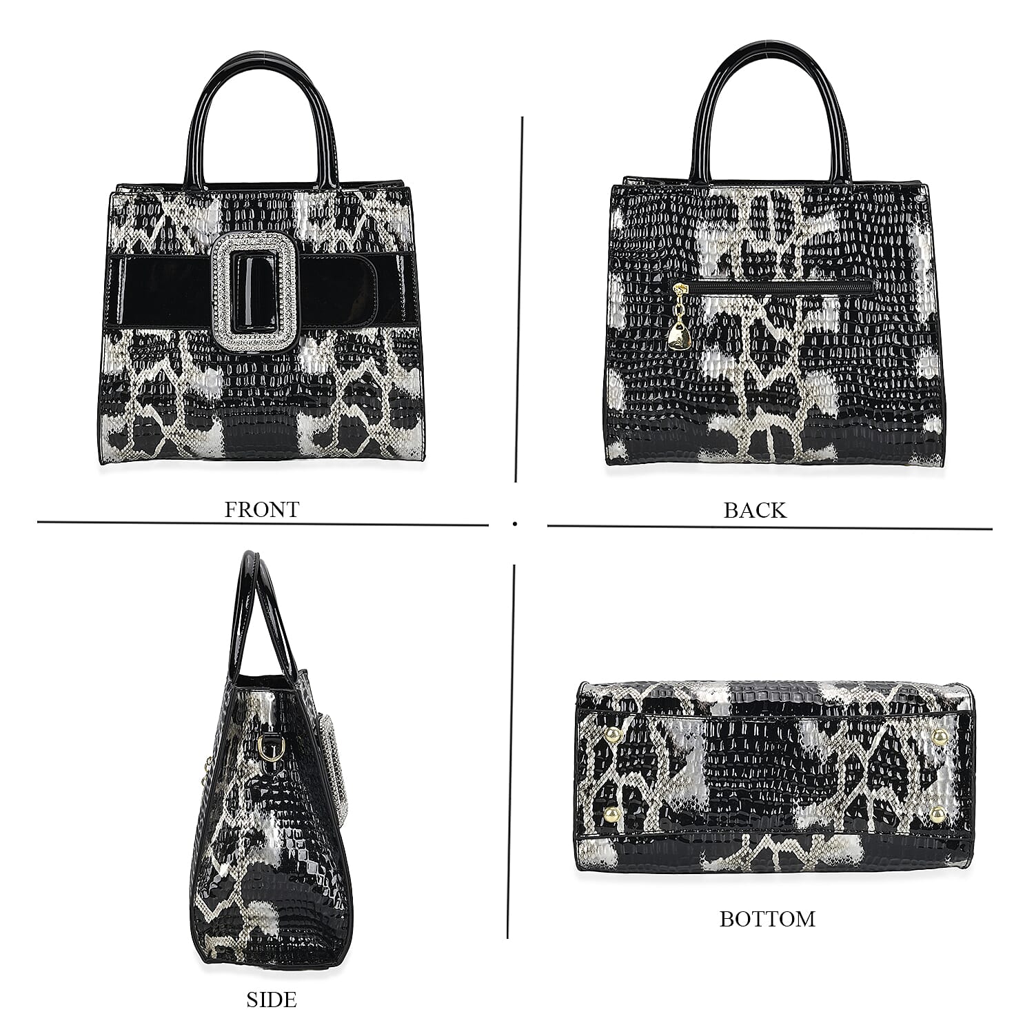 Snake Embossed Crossbody Bag - Black Leopard