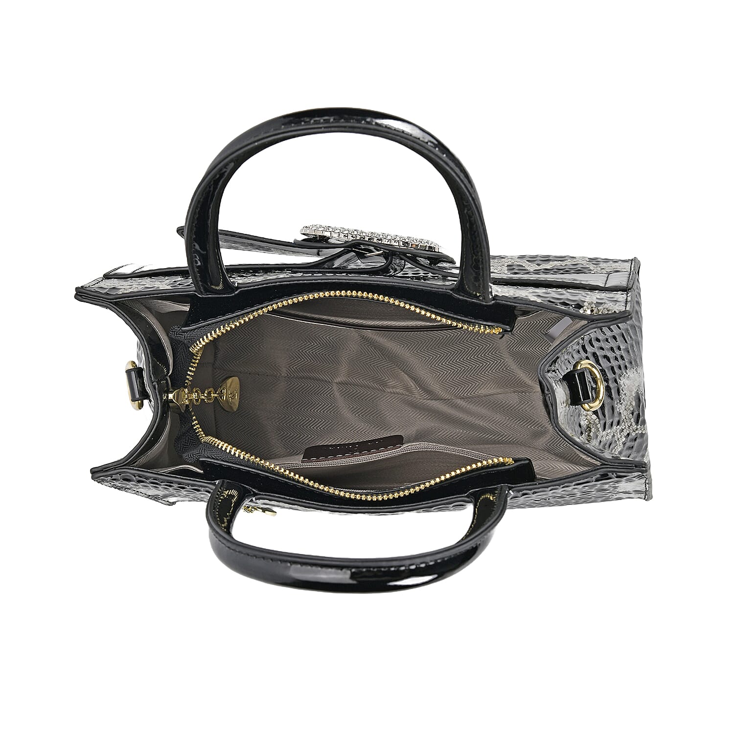 Snake Embossed Crossbody Bag - Black Leopard