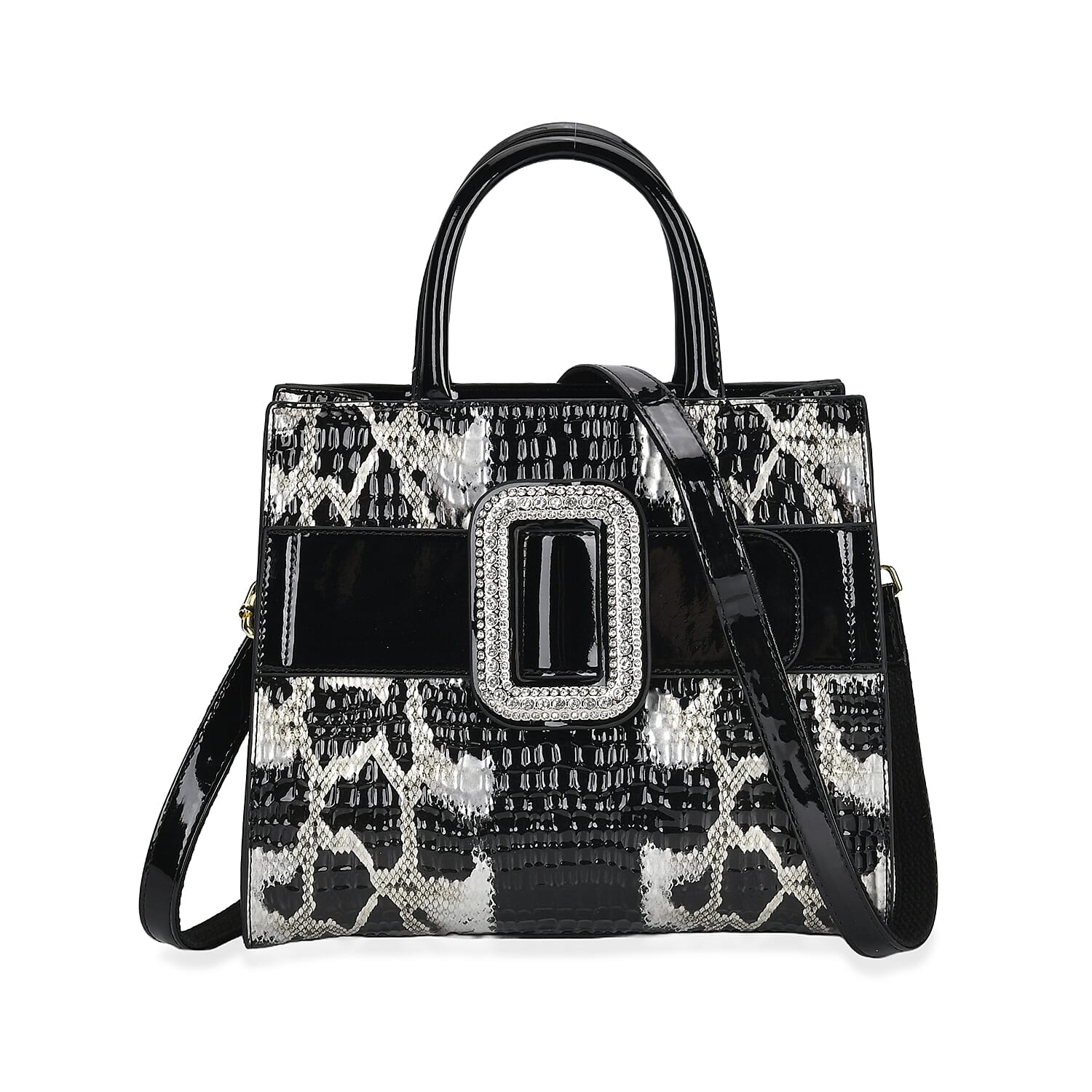 Snake Embossed Crossbody Bag - Black Leopard