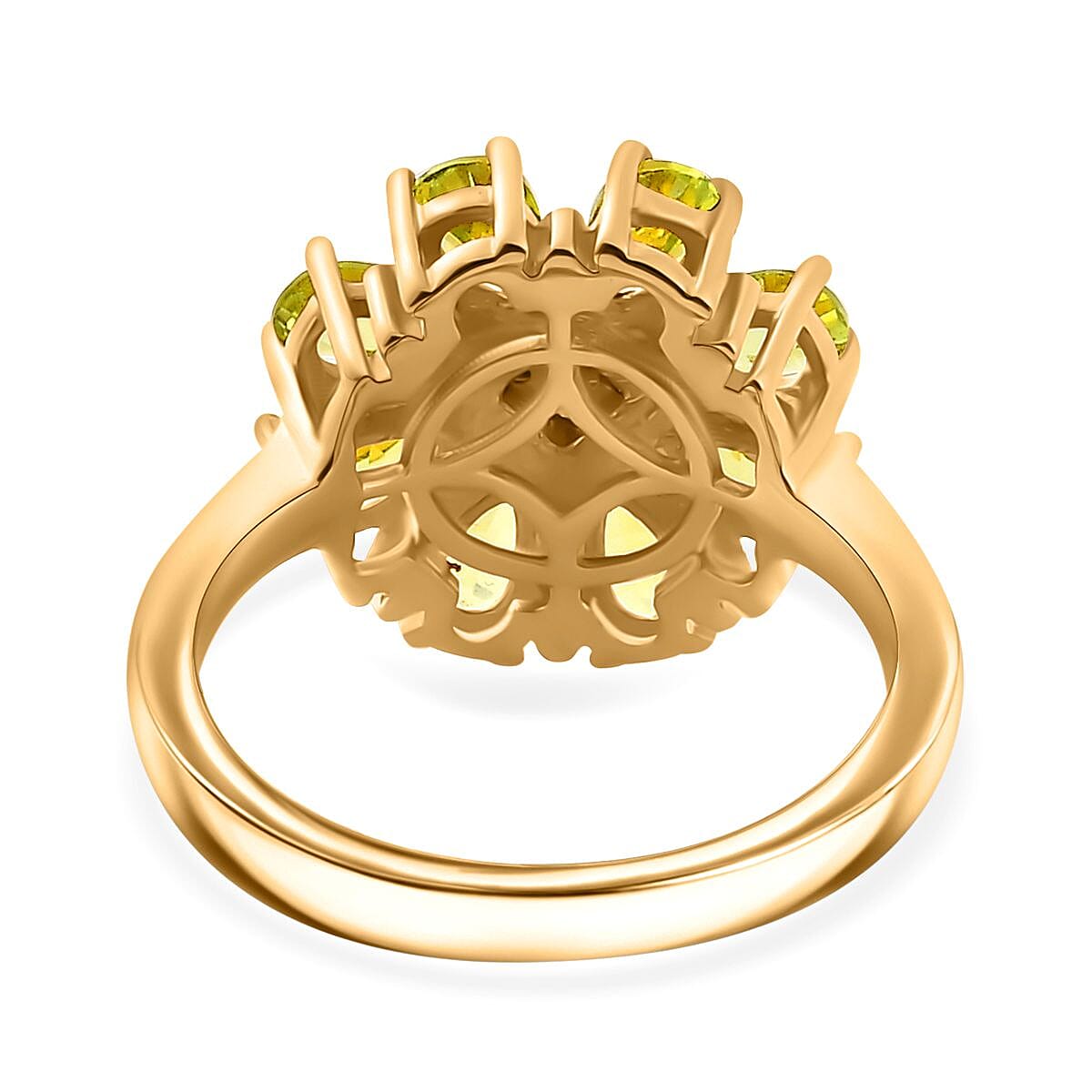 Peridot ,  Moissanite  Main Stone With Side Stone Ring  Sterling Silver 1.80 ct  1.860  Ct.