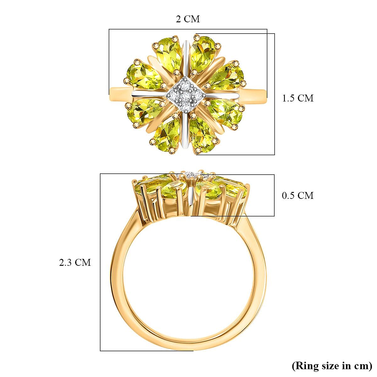 Peridot ,  Moissanite  Main Stone With Side Stone Ring  Sterling Silver 1.80 ct  1.860  Ct.
