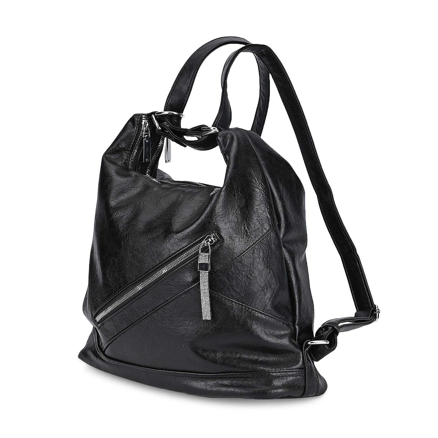 3 in 1 Solid Versatile Styling Crossbody, Shoulder & Tote Bag - Black