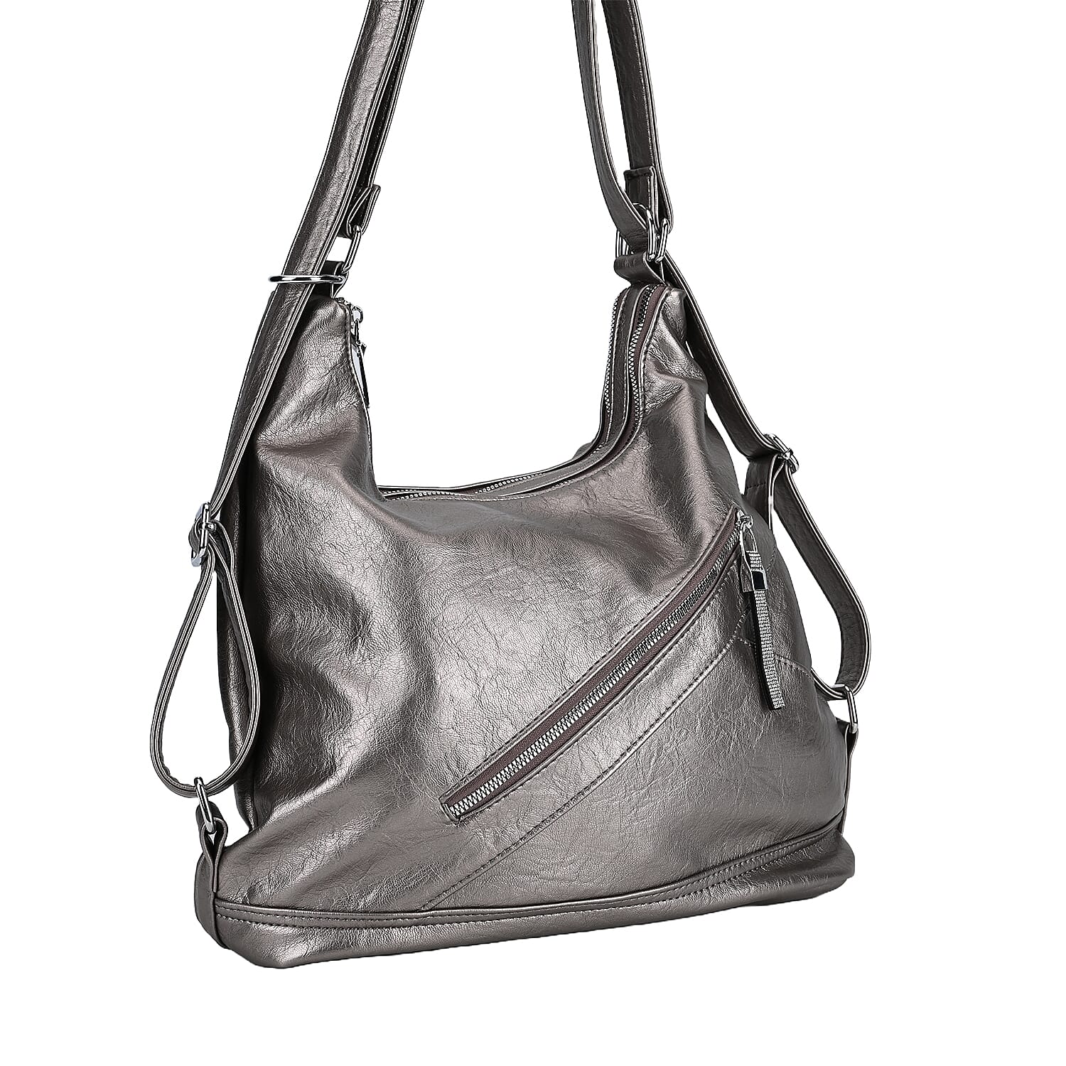 3 in 1 Solid Versatile Styling Crossbody, Shoulder, and Tote Bag (Size 33x13x36 cm) - Silver