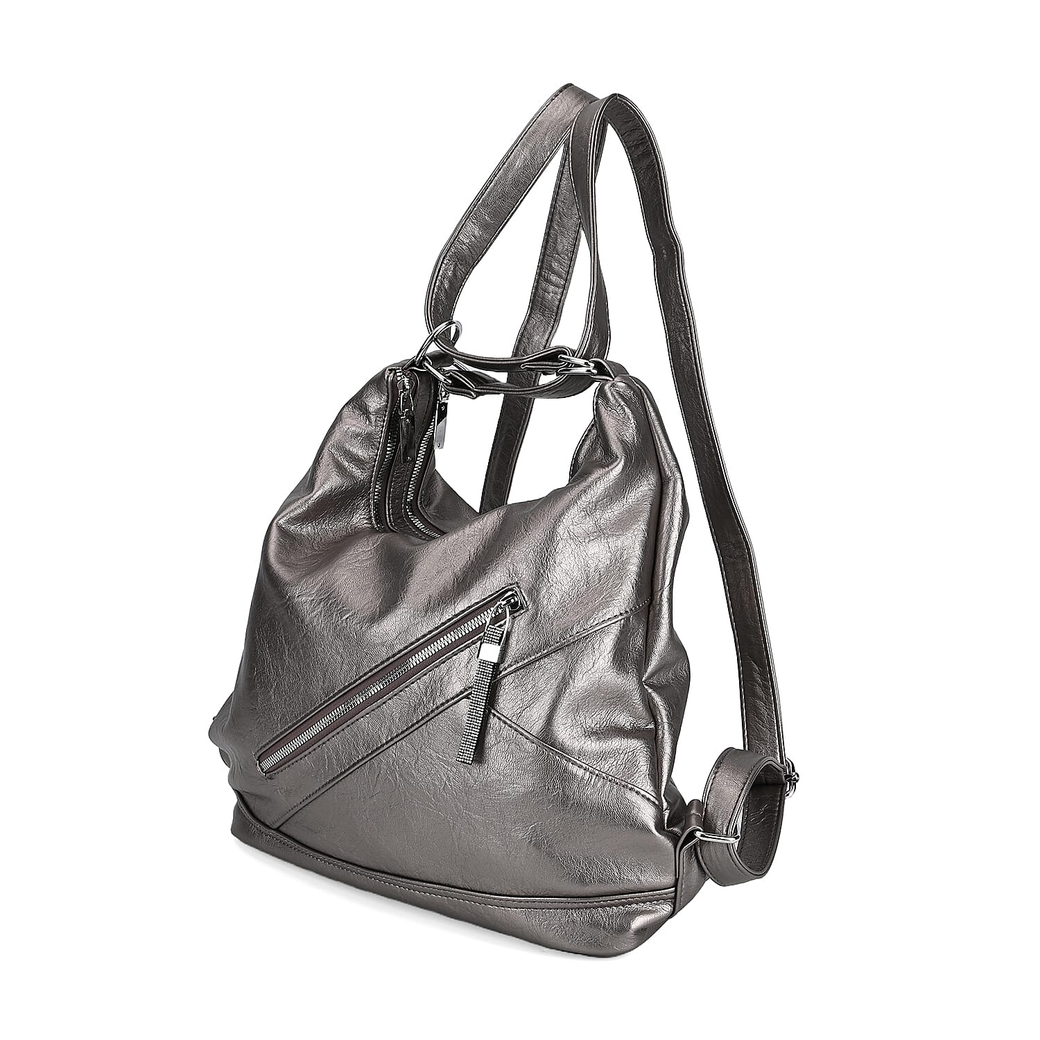 3 in 1 Solid Versatile Styling Crossbody, Shoulder, and Tote Bag (Size 33x13x36 cm) - Silver