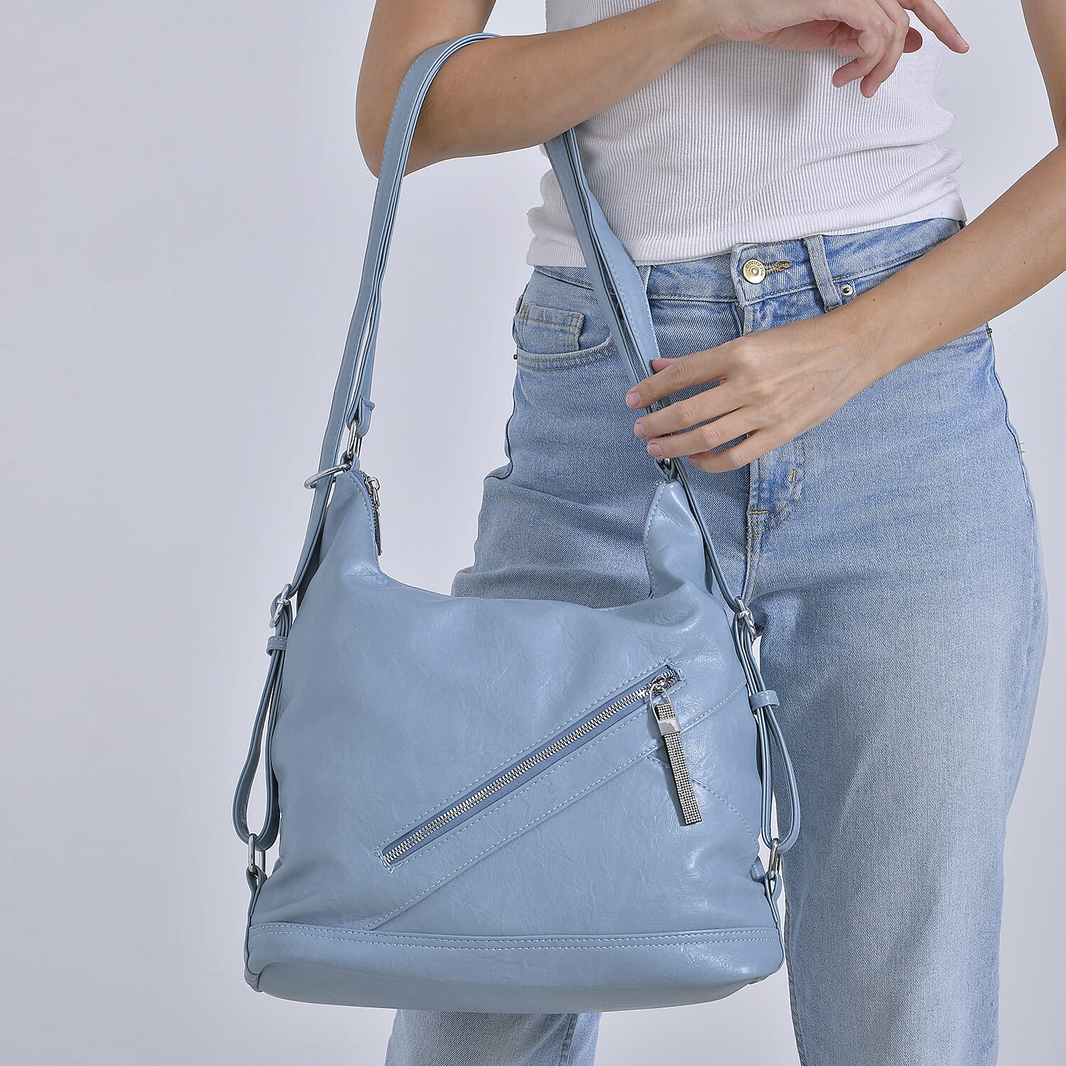 3 in 1 Solid Versatile Styling Crossbody, Shoulder, and Tote Bag (Size 33x13x36 cm) - Teal