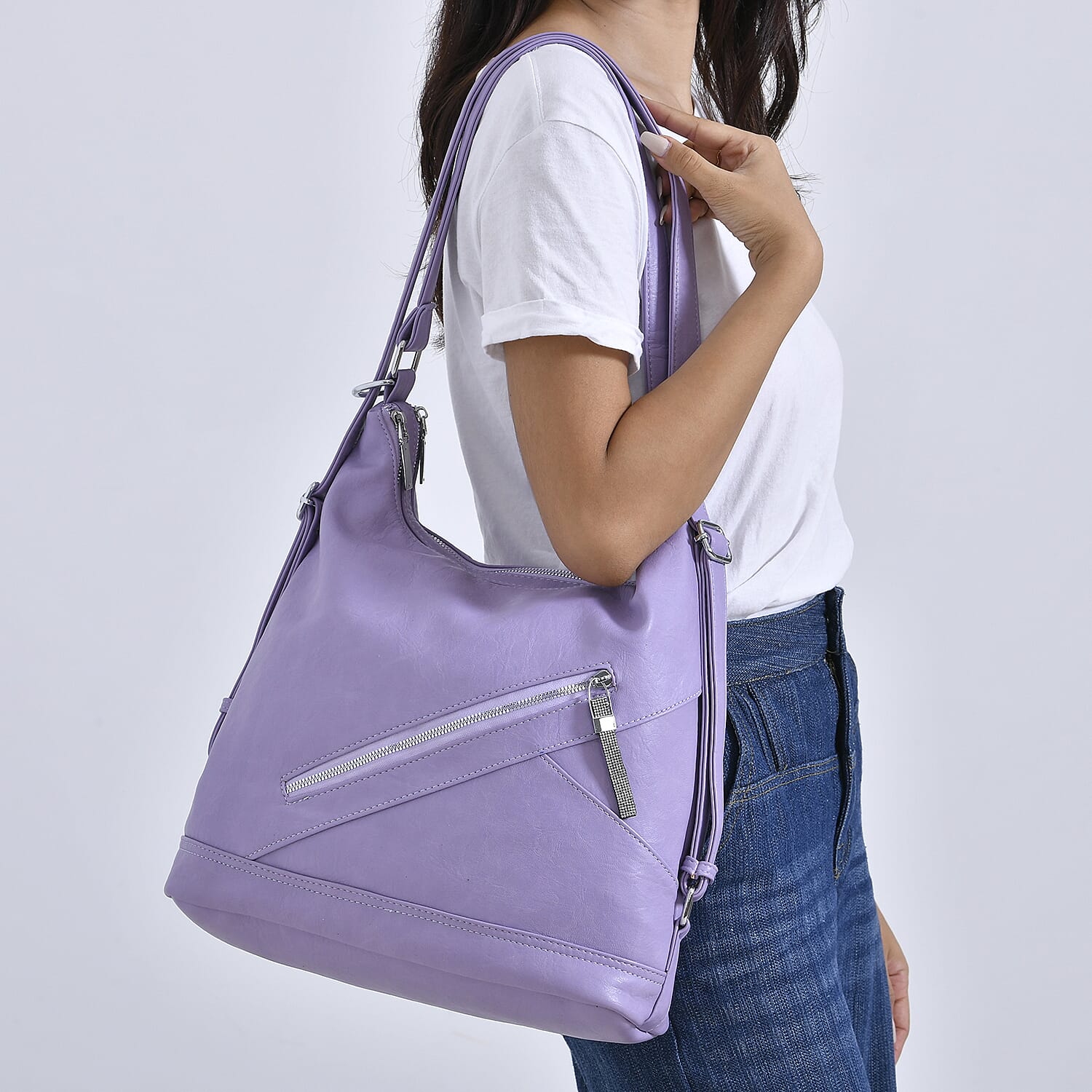 3 in 1 Solid Versatile Styling Crossbody, Shoulder, and Tote Bag (Size 33x13x36 cm) - Lavendar
