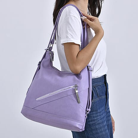 3 in 1 Solid Versatile Styling Crossbody, Shoulder, and Tote Bag (Size 33x13x36 cm) - Lavendar
