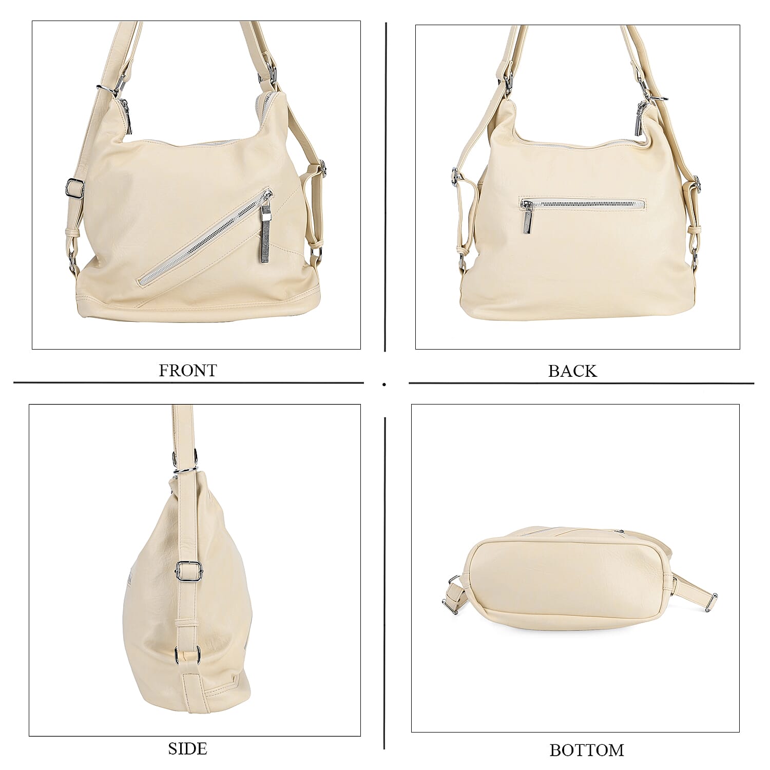 3 in 1 Solid Versatile Styling Crossbody, Shoulder, and Tote Bag (Size 33x13x36 cm) - White