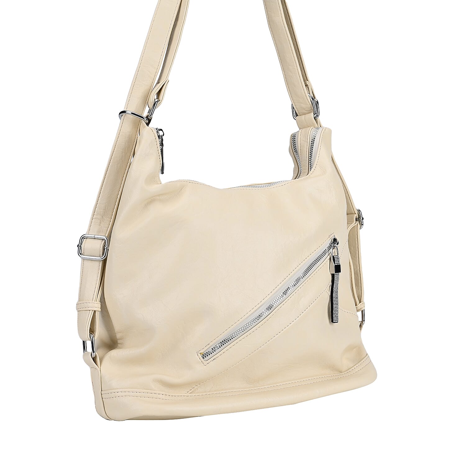 3 in 1 Solid Versatile Styling Crossbody, Shoulder, and Tote Bag (Size 33x13x36 cm) - White