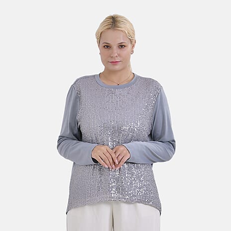 La Marey Sequin Top (Size S) - Grey