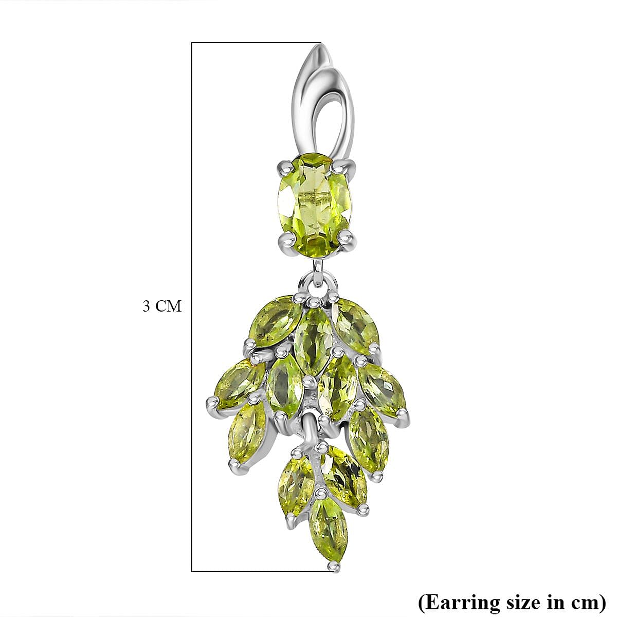 Inspired by Grapes - Natural Hebei Peridot  Dangle Earrings in Rhodium Overlay Sterling Silver 2.96 Ct