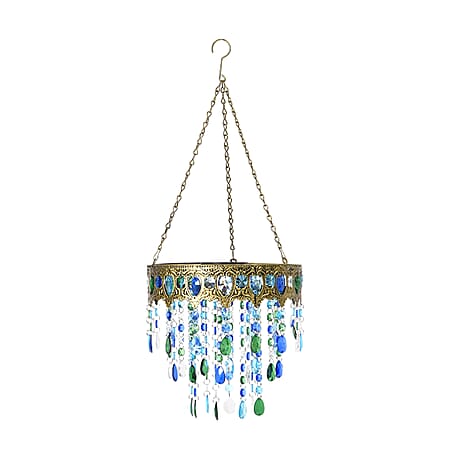 Solar Outdoor Chandelier Light with Synthetic Crystal Beads - Blue