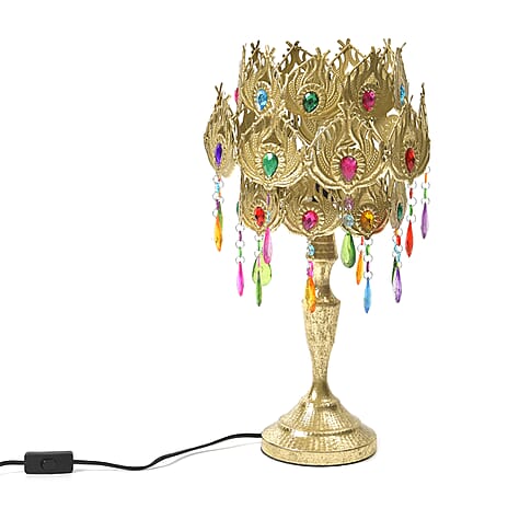 Exguisite Gold-Effect Moroccan Style Table Lamp - Floral