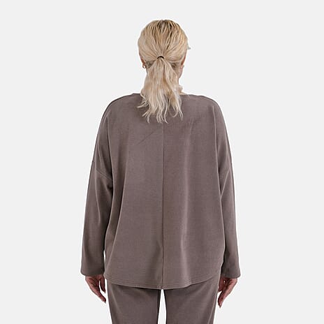 La Marey Solid Casual Top (Size S) - Brown