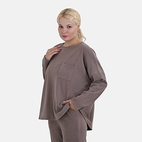 La Marey Solid Casual Top (Size S) - Brown