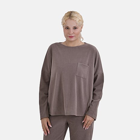 La Marey Solid Casual Top (Size S) - Brown