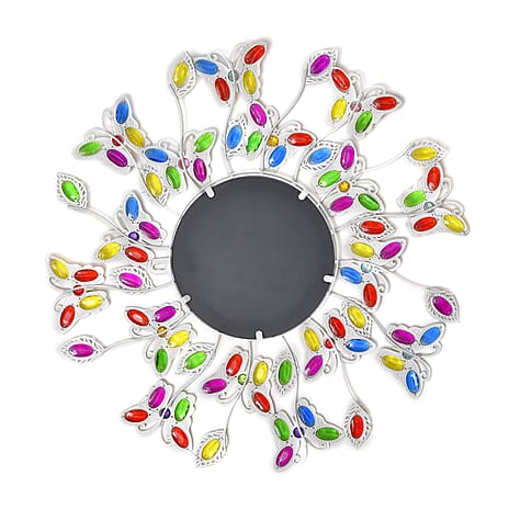 BRAND NEW - Bohemian Style Iron Wall Mirror with Colorful Beaded Frame (Size 56x56x3cm) - White