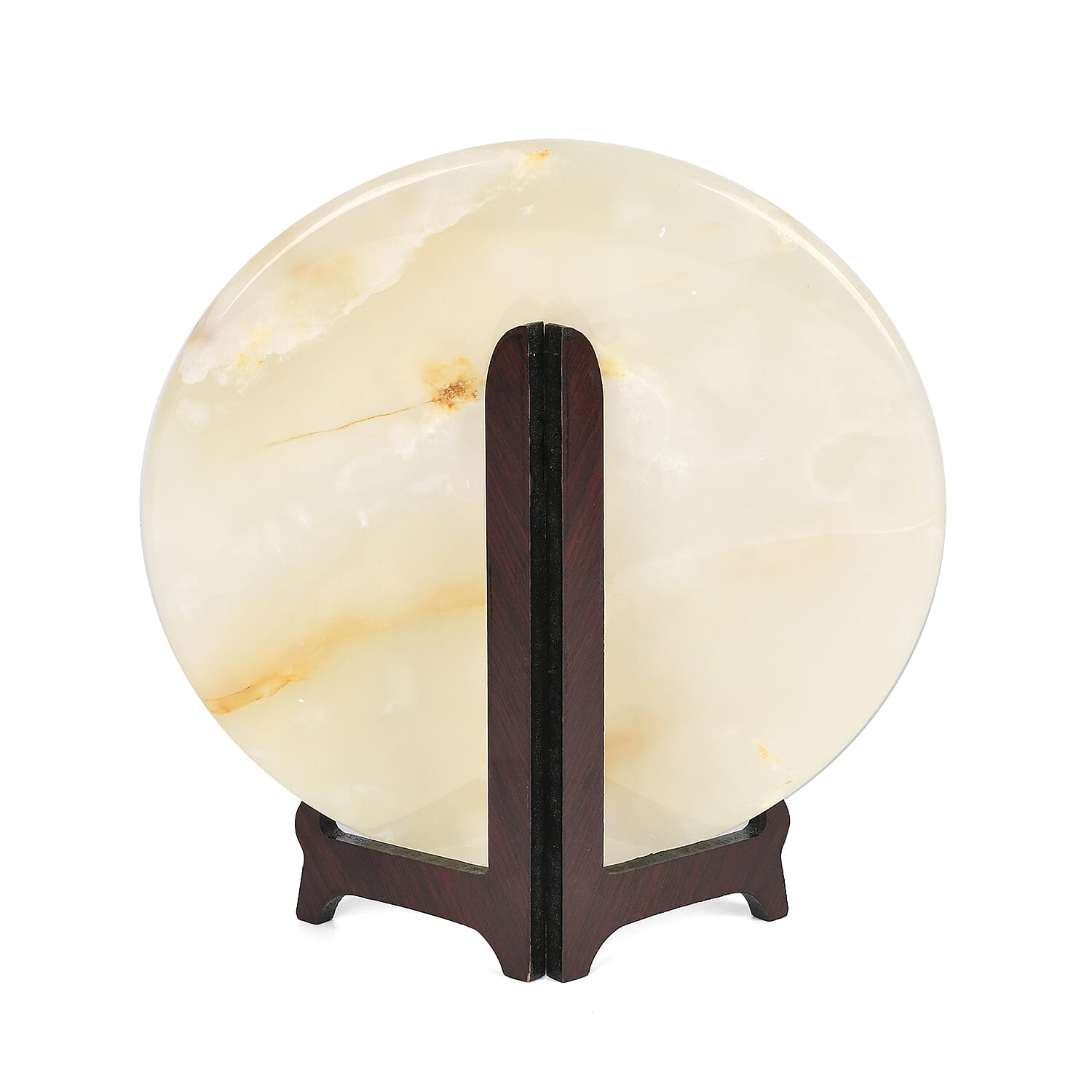 Serpentine Dragon  Round  Hand Painted Disk with Wood Stand 13255ct.