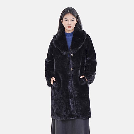 La Marey Faux Fur Coat (Size S-M) - Black